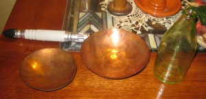 Copper Bowls and a Bottle